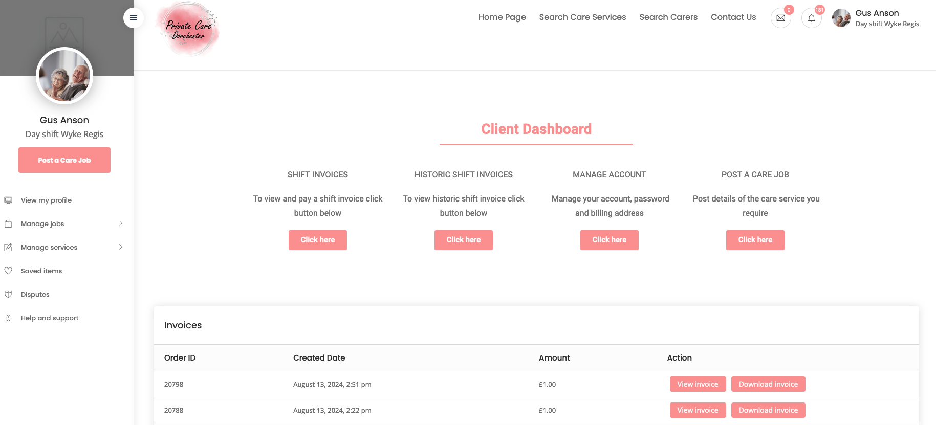 Custom Shift Invoices